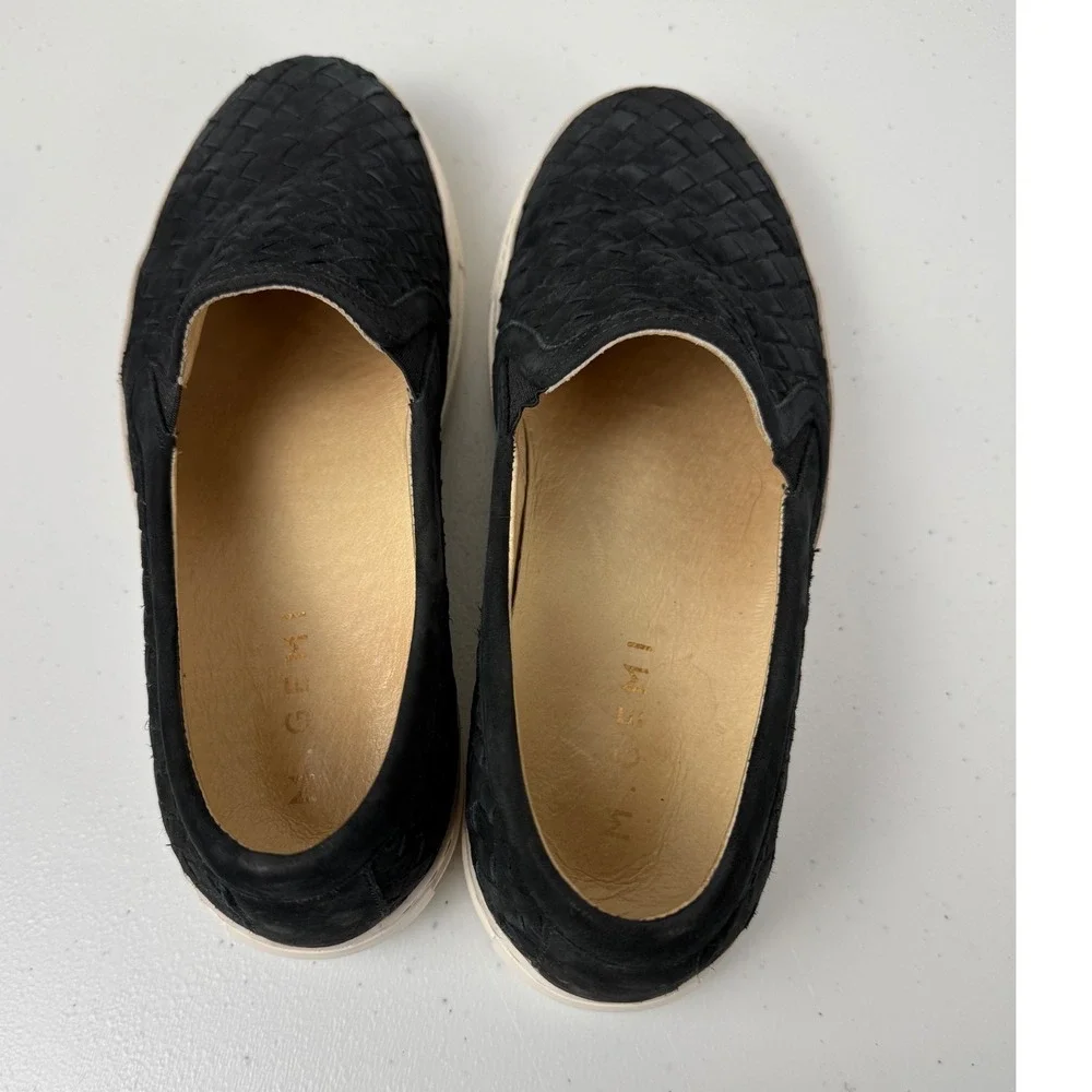 M. Gemi Womens The‎ Cerchio Black Woven Nubuck Suede Sneakers Loafers EU37/US 7